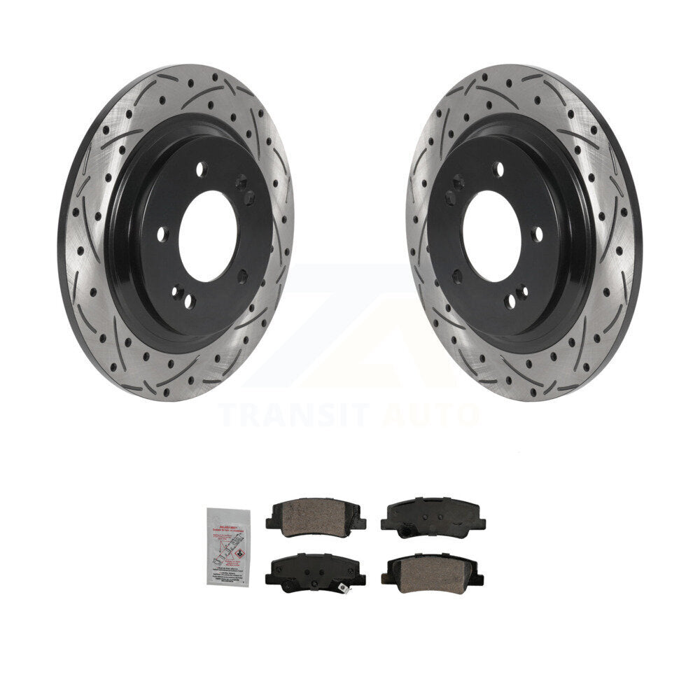 Rear Coated Drill Slot Disc Brake Rotor Ceramic Pad Kit For Hyundai Sonata Kia Niro EV K5 KDA-102746