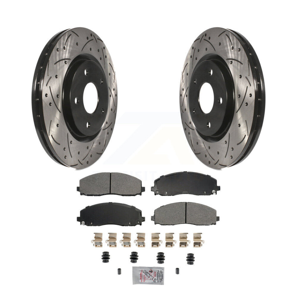 Front Drill Slot Brake Rotor Semi-Metallic Pad Kit For Dodge Grand Caravan Journey Town & KDA-102748