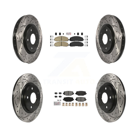 Front Ceramic Rear Semi-Metallic Pad Drill Slot Brake Rotor Kit For Dodge Grand Caravan & KDA-102753
