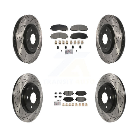 Front Rear Semi-Metallic Pad Drill Slot Brake Rotor Kit For Dodge Grand Caravan Journey & KDA-102754