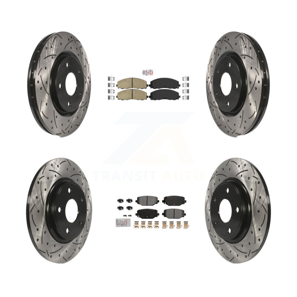 Front Ceramic Rear Semi-Metallic Pad Drill Slot Brake Rotor Kit For Dodge Grand Caravan & KDA-102757