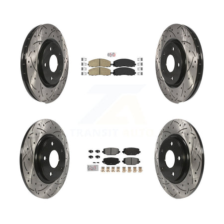 Front Ceramic Rear Semi-Metallic Pad Drill Slot Brake Rotor Kit For Dodge Grand Caravan & KDA-102757