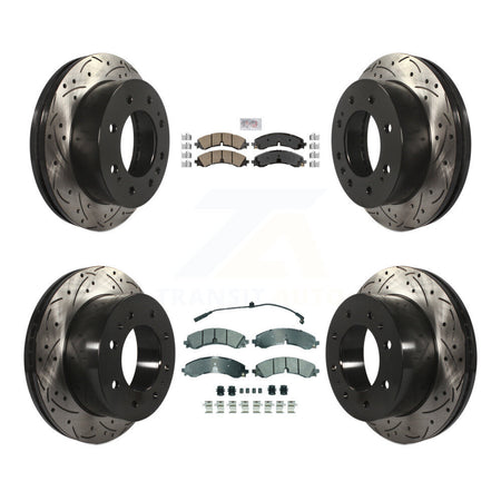 Front Ceramic Rear Semi-Metallic Pad Drill Slot Brake Rotors Kit For GMC Chevrolet Sierra KDA-102758