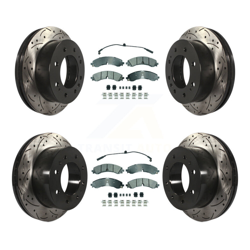 Front Rear Semi-Metallic Pad Drill Slot Brake Rotors Kit For GMC Chevrolet Sierra 2500 HD KDA-102760