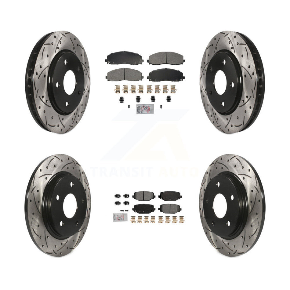 Front Rear Semi-Metallic Pad Coat Drill Slot Disc Brake Rotor Kit For Dodge Grand Caravan KDA-102762