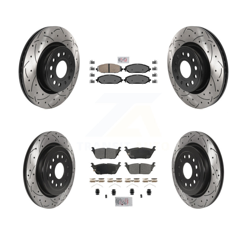 Front Ceramic Rear Semi-Metallic Pad Coated Drill Slot Disc Brake Rotors Kit For Ram 1500 KDA-102769