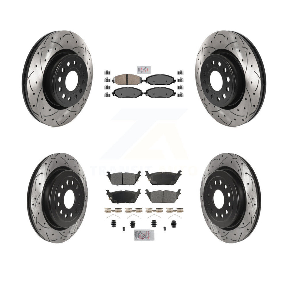 Front Ceramic Rear Semi-Metallic Pad Coated Drill Slot Disc Brake Rotors Kit For Ram 1500 KDA-102769