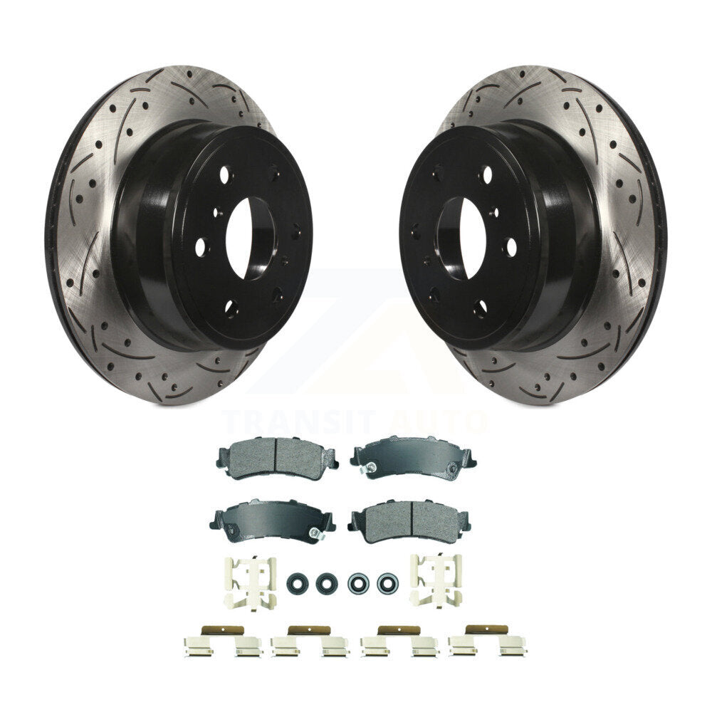 Rear Coated Drill Slot Disc Brake Rotor Semi-Metallic Pad Kit For GMC Sierra 1500 Classic KDA-102771