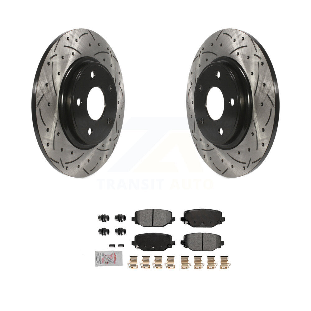 Rear Drill Slot Brake Rotors Semi-Metallic Pad Kit For Dodge Grand Caravan Journey Town & KDA-102772