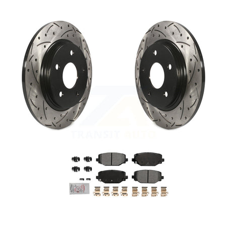 Rear Coated Drilled Slot Disc Brake Rotor & Semi-Metallic Pad Kit For Dodge Grand Caravan KDA-102773
