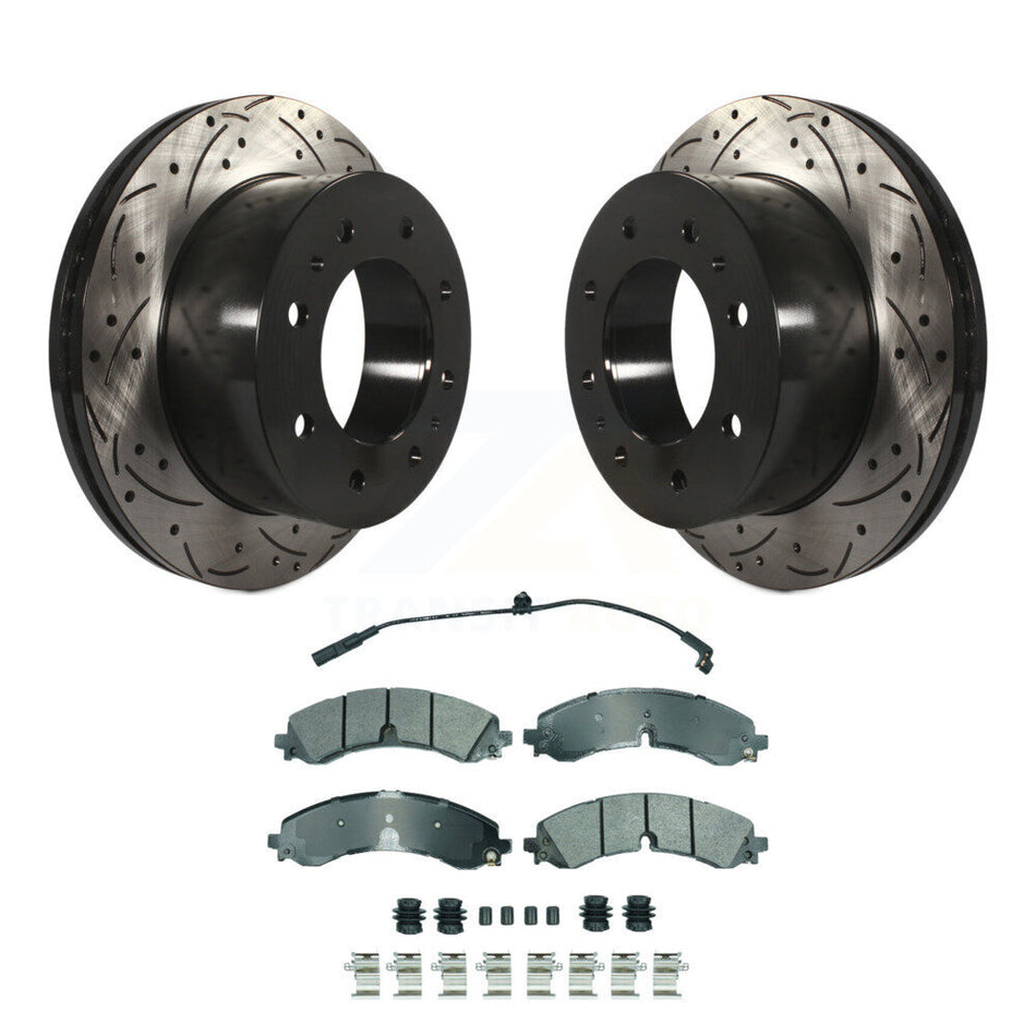Rear Drilled Slot Brake Rotor Semi-Metallic Pad Kit For GMC Chevrolet Sierra 2500 HD 3500 KDA-102774