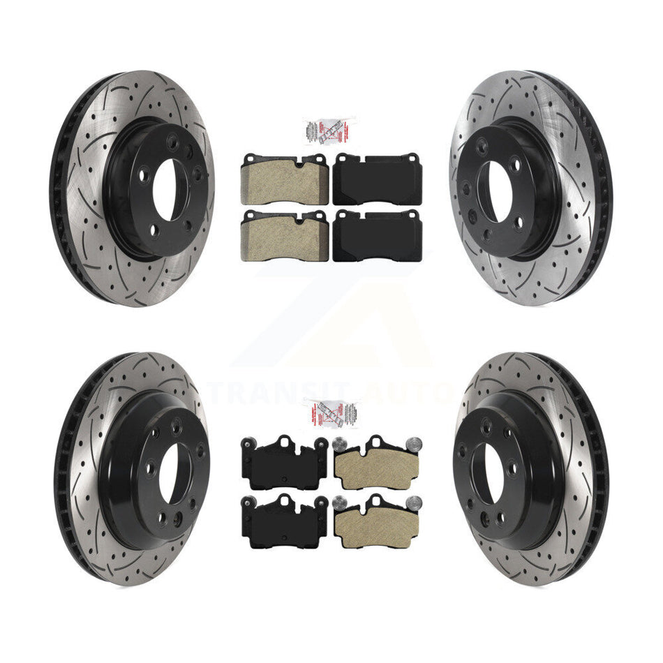 Front Rear Semi-Metallic Pad Drill Slot Disc Brake Rotor Kit (6Pc) For Volkswagen Touareg KDA-102775