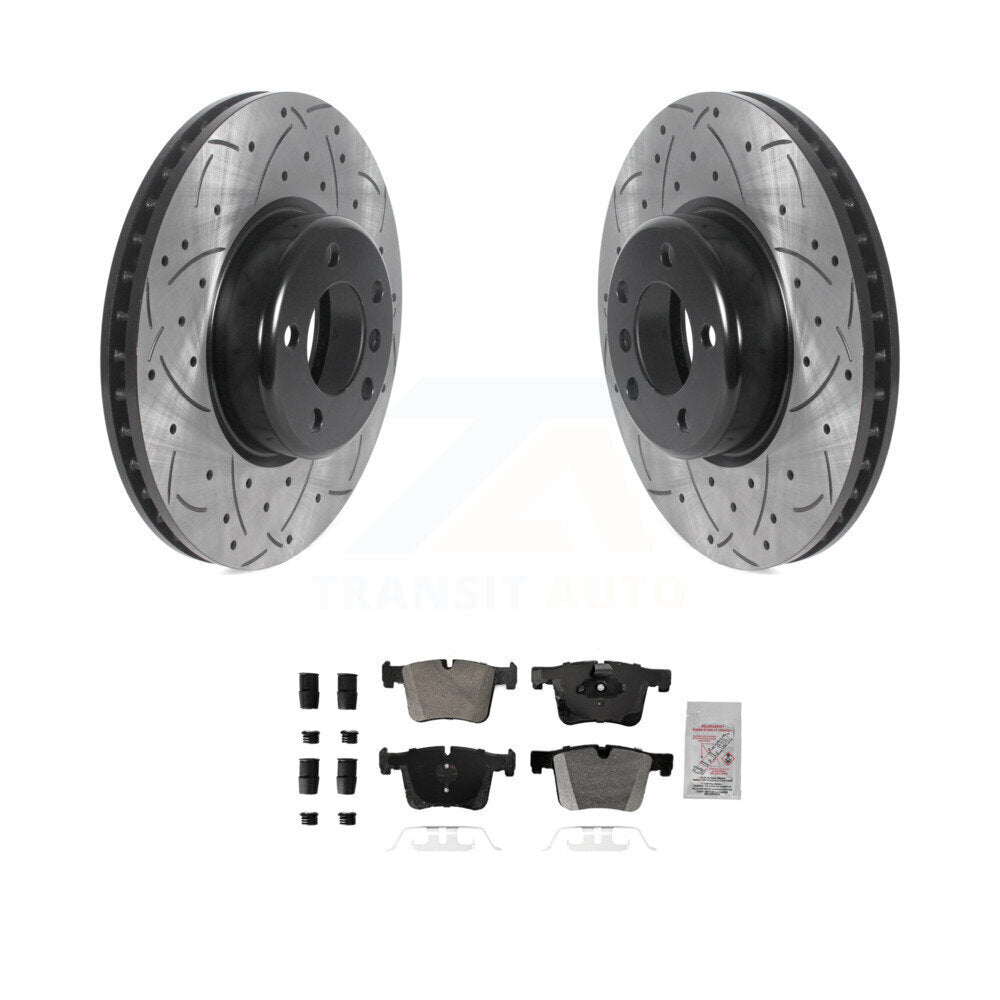 Front Coated Drilled Slot Disc Brake Rotor & Semi-Metallic Pad Kit For BMW 335i xDrive GT KDA-102778