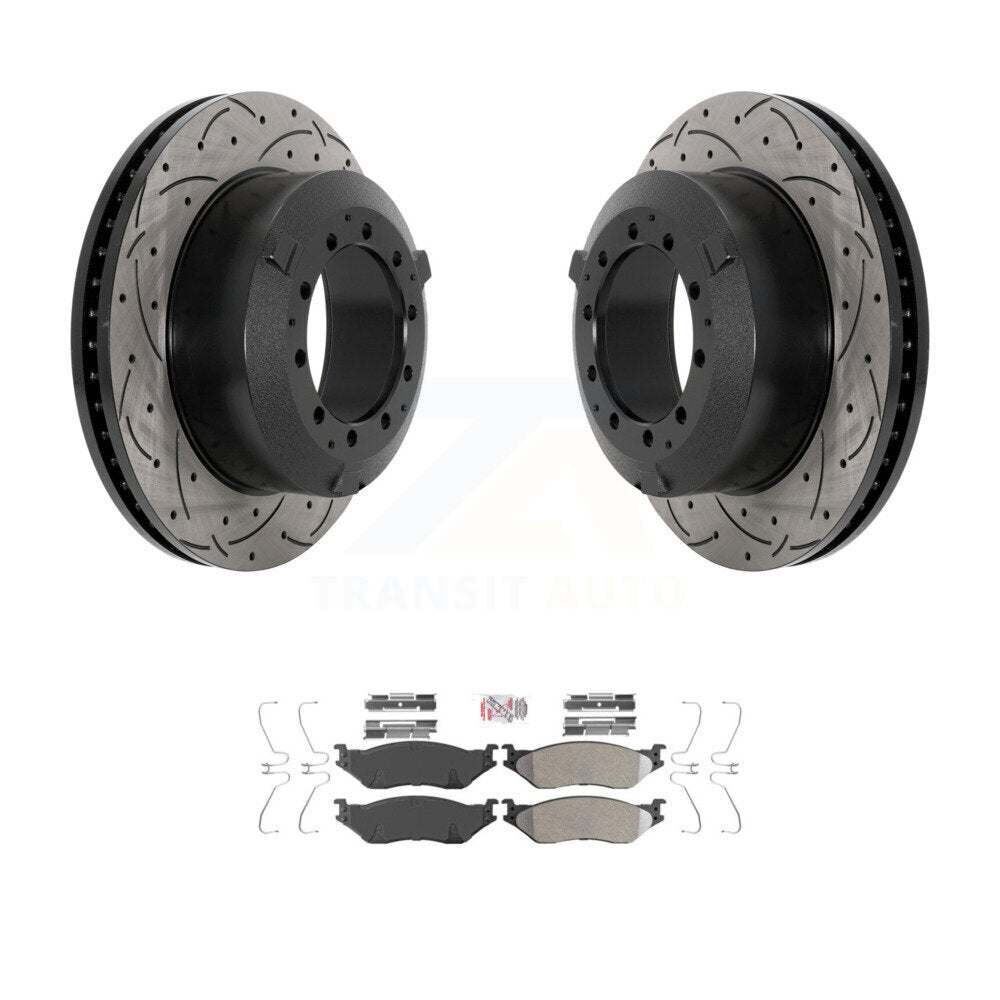 Front Drill Slot Brake Rotors Semi-Metallic Pad Kit For International TerraStar IC AE Bus KDA-102781