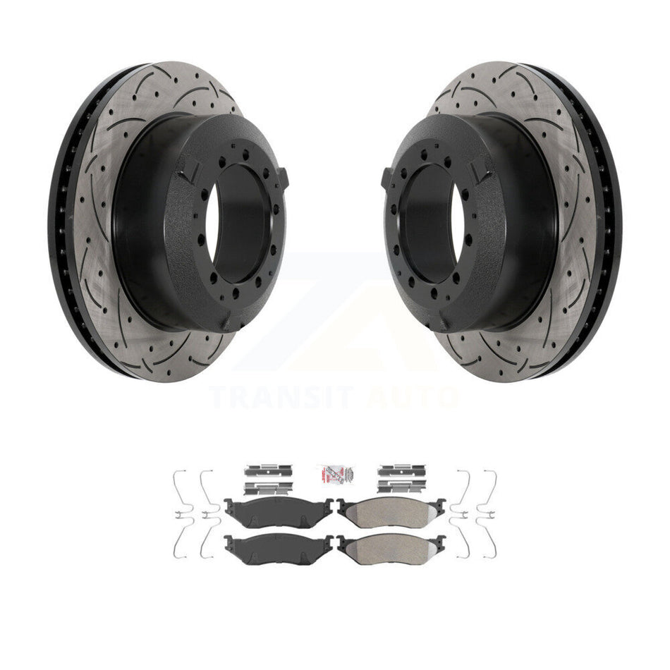 Front Drill Slot Brake Rotors Semi-Metallic Pad Kit For International TerraStar IC AE Bus KDA-102781
