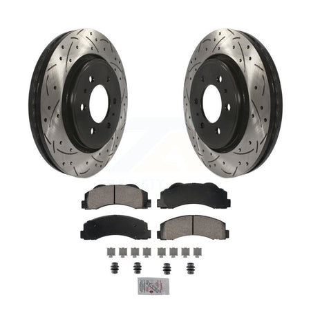 Front Drill Slot Brake Rotors Ceramic Pad Kit For Ford F-150 Expedition Lincoln Navigator KDA-102783
