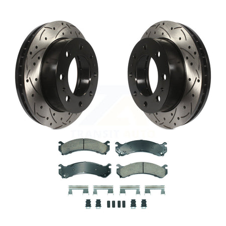 Front Drilled Slot Brake Rotor Ceramic Pad Kit For GMC Chevrolet Sierra 2500 HD Silverado KDA-102786