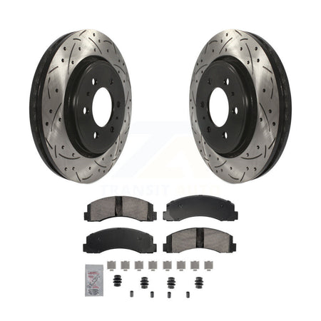 Front Drill Slot Brake Rotors Ceramic Pad Kit For Ford F-150 Expedition Lincoln Navigator KDA-102788