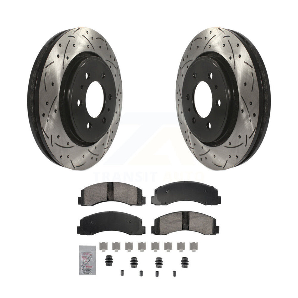 Front Drill Slot Brake Rotors Ceramic Pad Kit For Ford F-150 Expedition Lincoln Navigator KDA-102788