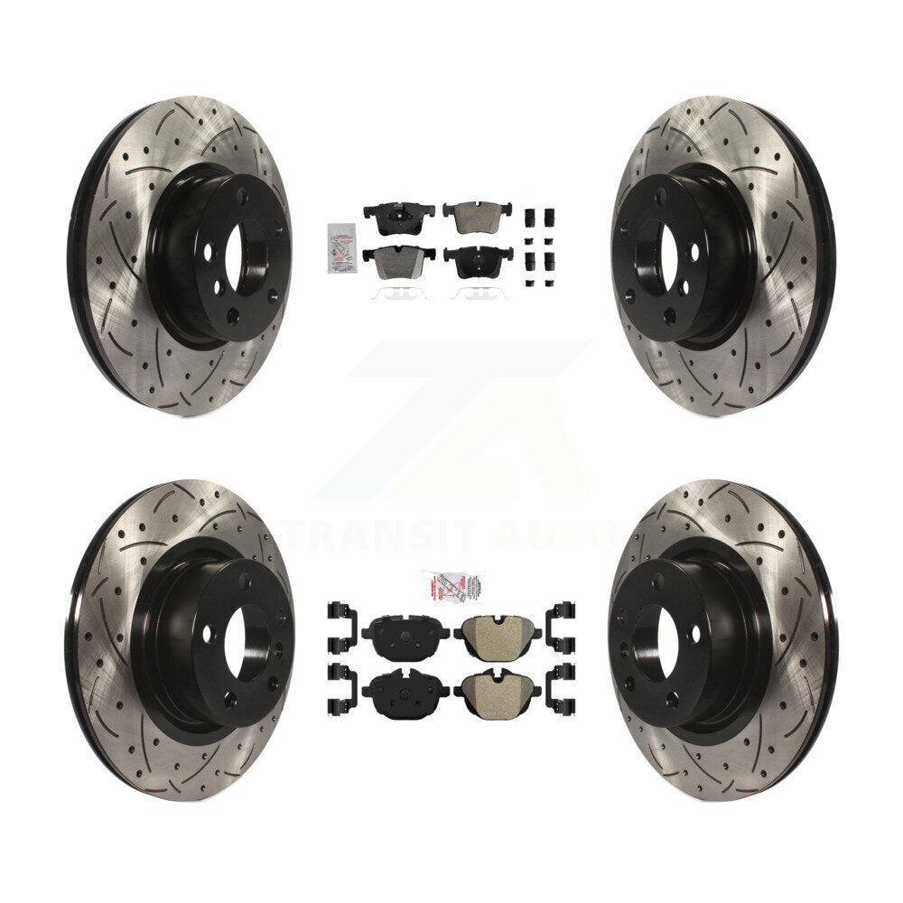 Front Rear Semi-Metallic Pad & Coated Drilled Slotted Disc Brake Rotors Kit For BMW X3 X4 KDA-102793