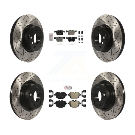 Front Rear Semi-Metallic Pad & Coated Drilled Slotted Disc Brake Rotors Kit For BMW X3 X4 KDA-102793