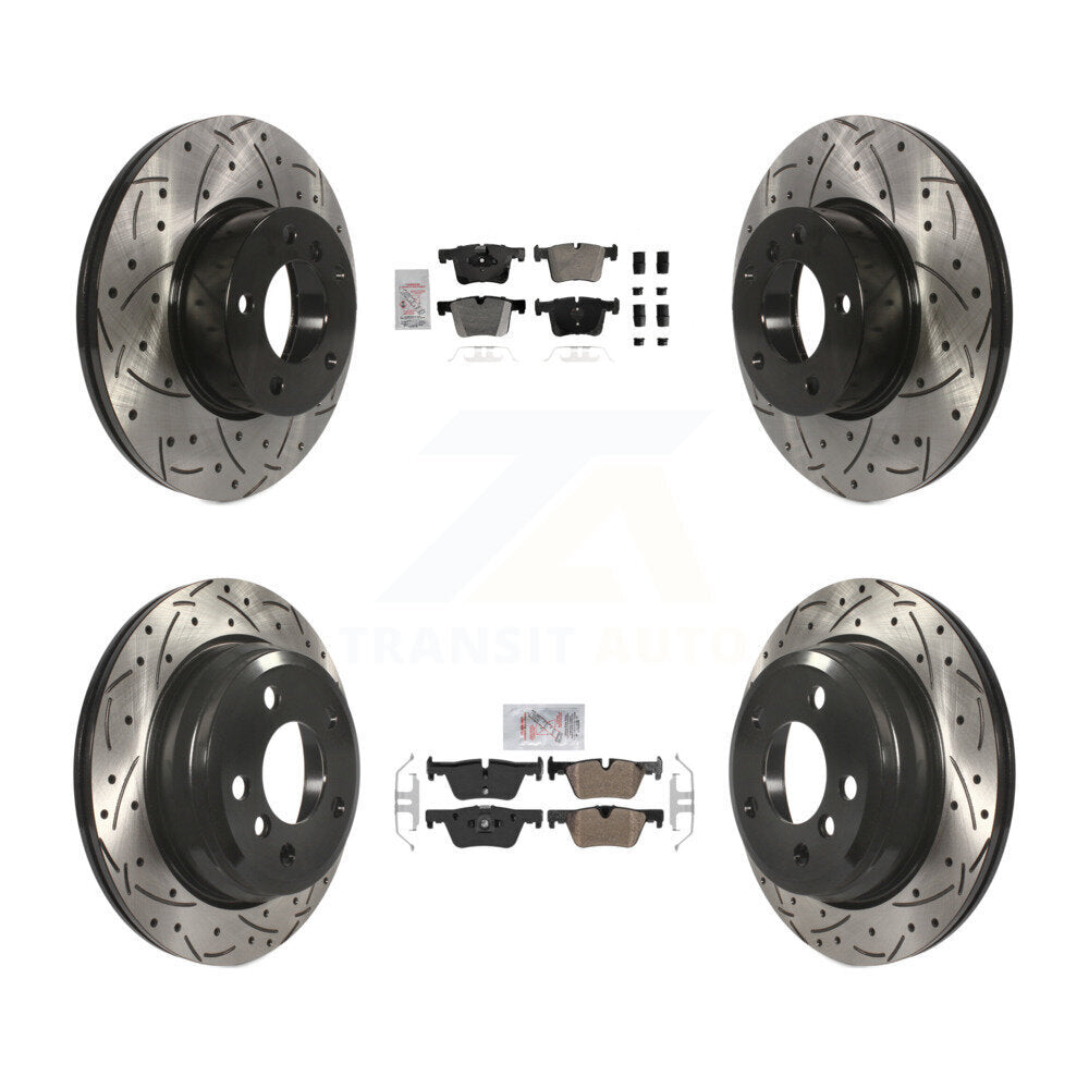 Front Rear Semi-Metallic Pad & Drilled Slot Disc Brake Rotor Kit For BMW 320i xDrive 328d KDA-102794