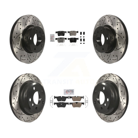 Front Rear Semi-Metallic Pad & Drilled Slot Disc Brake Rotor Kit For BMW 320i xDrive 328d KDA-102794
