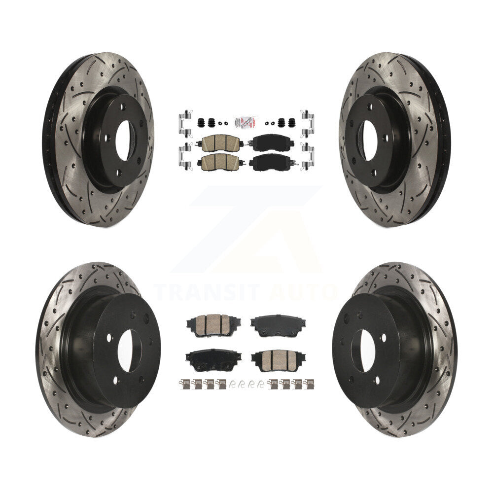 Front Rear Ceramic Pad Drilled Slot Disc Brake Rotors Kit For 2019-2020 Nissan Altima AWD KDA-102798