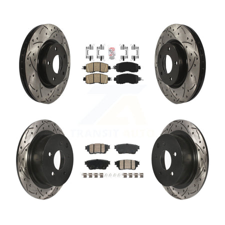 Front Rear Ceramic Pad Drilled Slot Disc Brake Rotors Kit For 2019-2020 Nissan Altima AWD KDA-102799