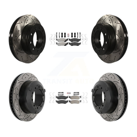 Front Rear Semi-Metallic Pad Drilled Slot Brake Rotor Kit For Ford F-450 Super Duty F-550 KDA-102801
