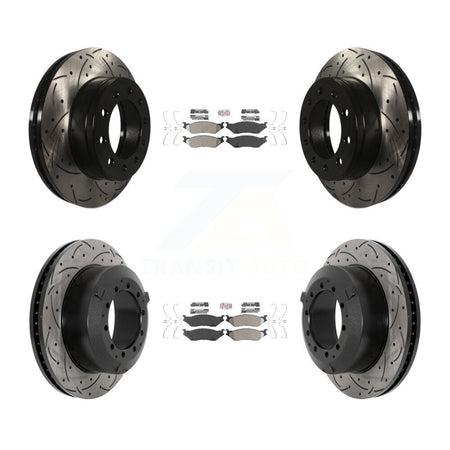 Front Rear Semi-Metallic Pad Drilled Slot Brake Rotor Kit For Ford F-450 Super Duty F-550 KDA-102803