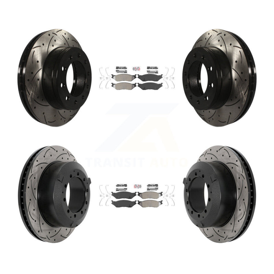Front Rear Semi-Metallic Pad Drilled Slot Brake Rotor Kit For Ford F-450 Super Duty F-550 KDA-102803