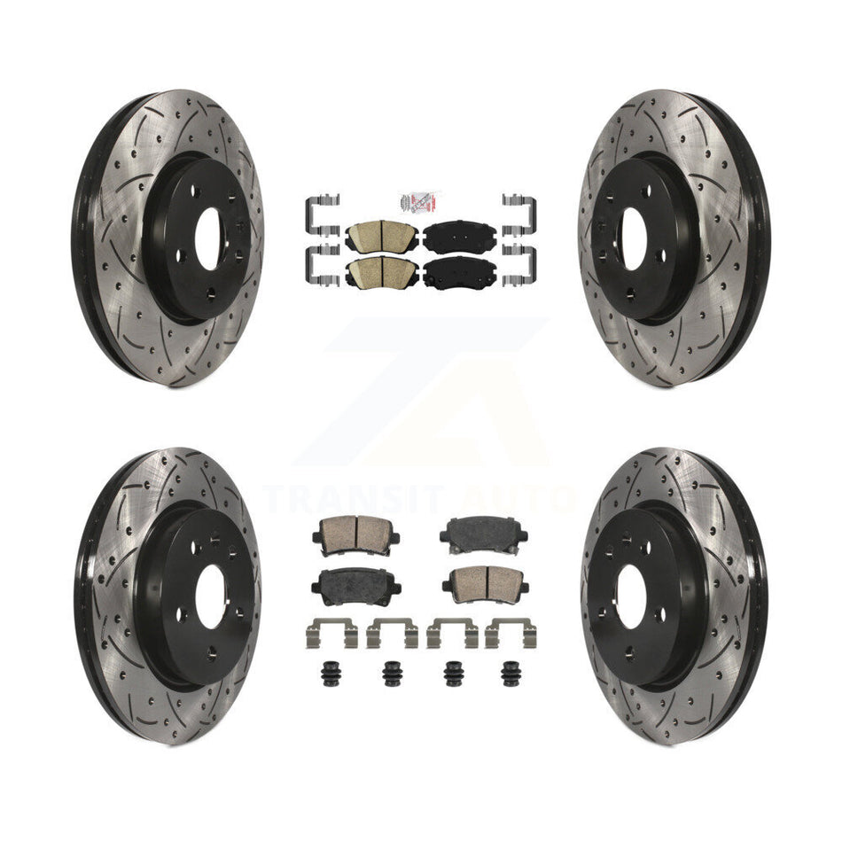 Front Rear Ceramic Pad Drill Slot Disc Brake Rotors Kit For Chevrolet Malibu Impala Buick KDA-102810