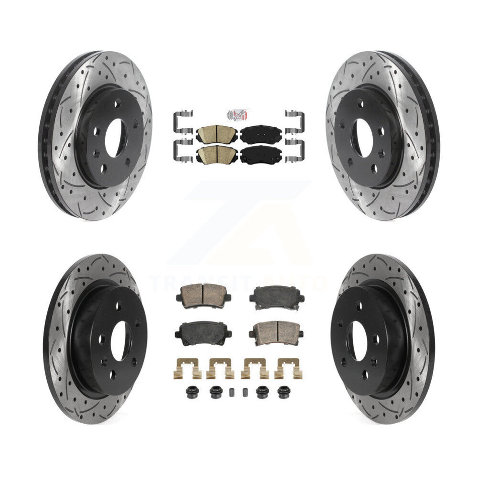 Front Rear Ceramic Pad & Coated Drilled Slotted Disc Brake Rotor Kit For Chevrolet Malibu KDA-102812