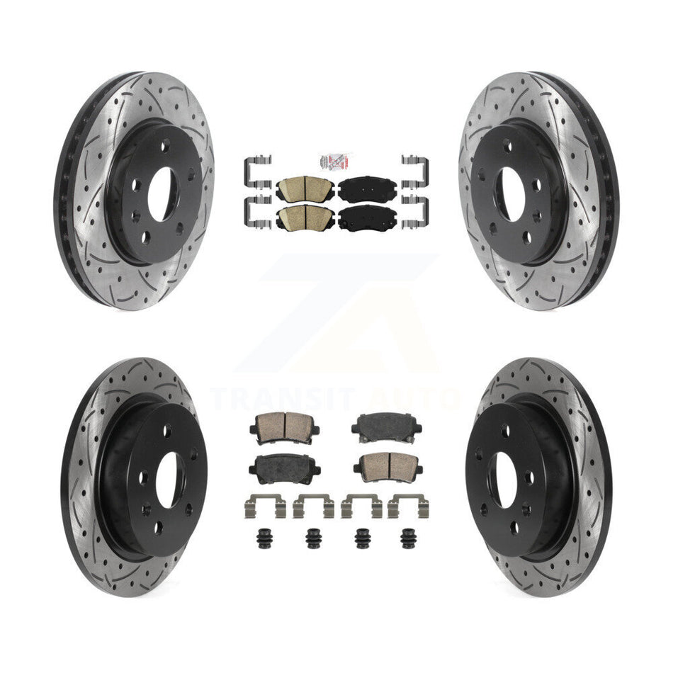 Front Rear Ceramic Pad Coat Drill Slot Disc Brake Rotors Kit For Chevrolet Malibu Limited KDA-102813