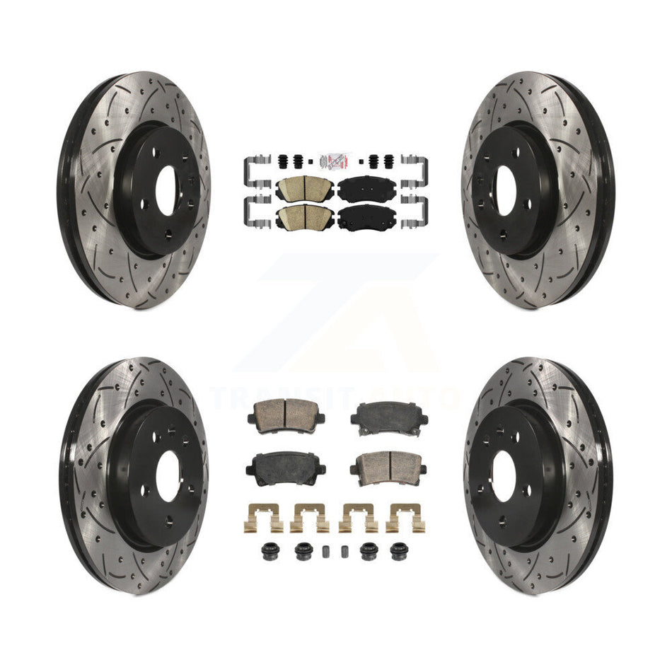 Front Rear Ceramic Pad & Drilled Slot Brake Rotor Kit For Chevrolet Malibu Buick LaCrosse KDA-102817