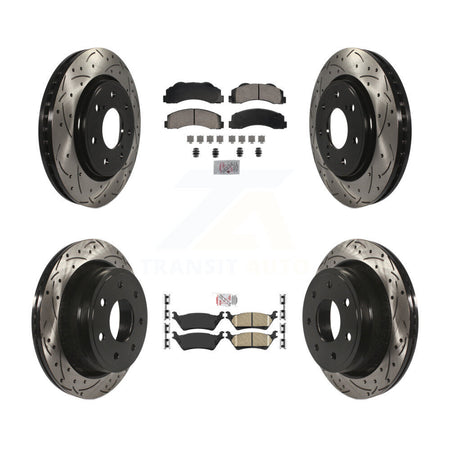 Front Rear Ceramic Pad Drill Slot Brake Rotors Kit For 12-14 Ford F-150 With 7 Lug Wheels KDA-102819