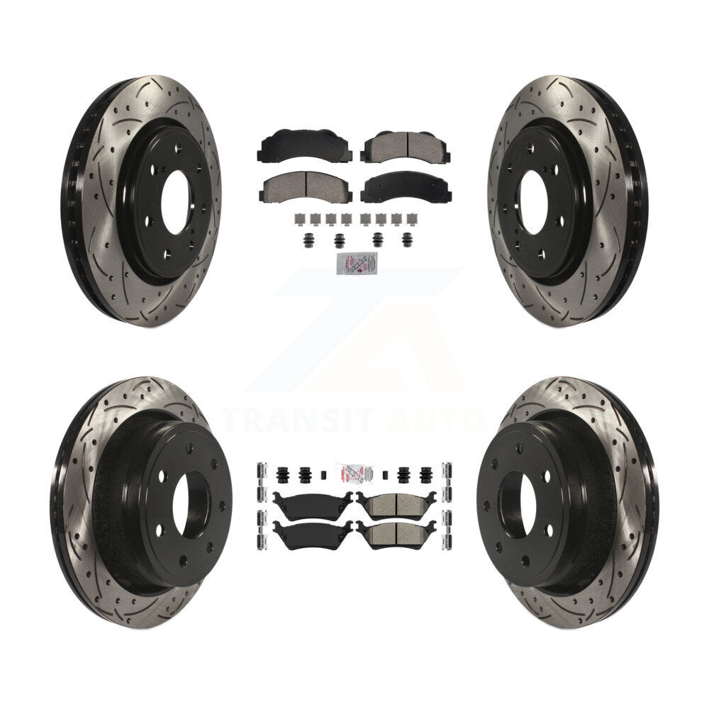 Front Ceramic Rear Semi-Metallic Pad Coat Drill Slot Disc Brake Rotors Kit For Ford F-150 KDA-102821