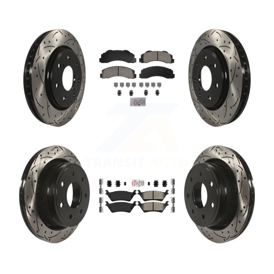 Front Ceramic Rear Semi-Metallic Pad Coat Drill Slot Disc Brake Rotors Kit For Ford F-150 KDA-102821