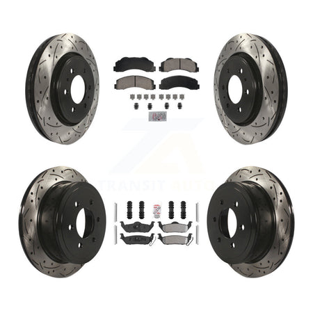Front Ceramic Rear Semi-Metallic Pad Coat Drill Slot Disc Brake Rotors Kit For Ford F-150 KDA-102828