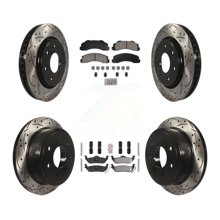 Front Ceramic Rear Semi-Metallic Pad Coat Drill Slot Disc Brake Rotors Kit For Ford F-150 KDA-102830