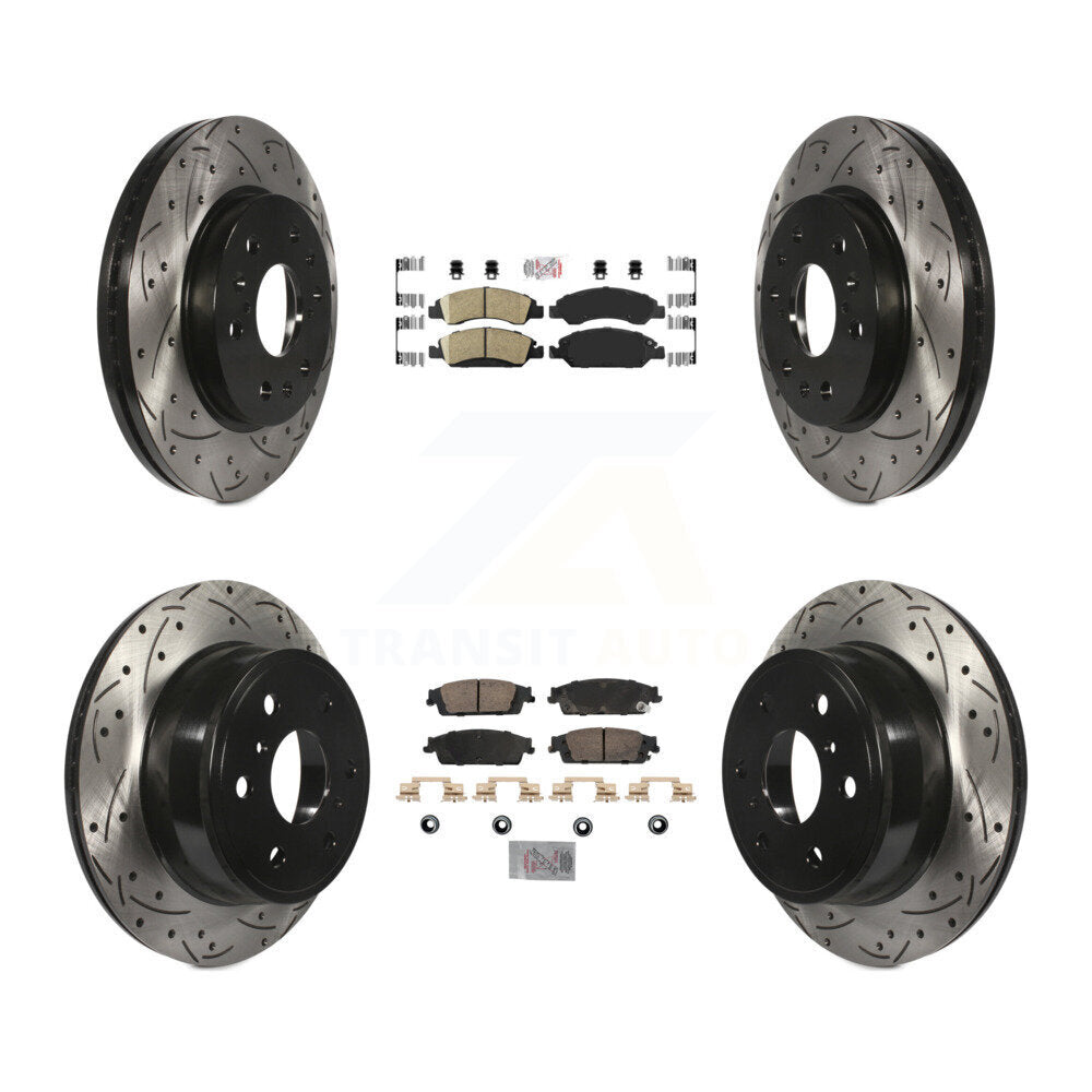 Front Rear Ceramic Pad Drill Slot Brake Rotor Kit For GMC Sierra 1500 Chevrolet Silverado KDA-102831