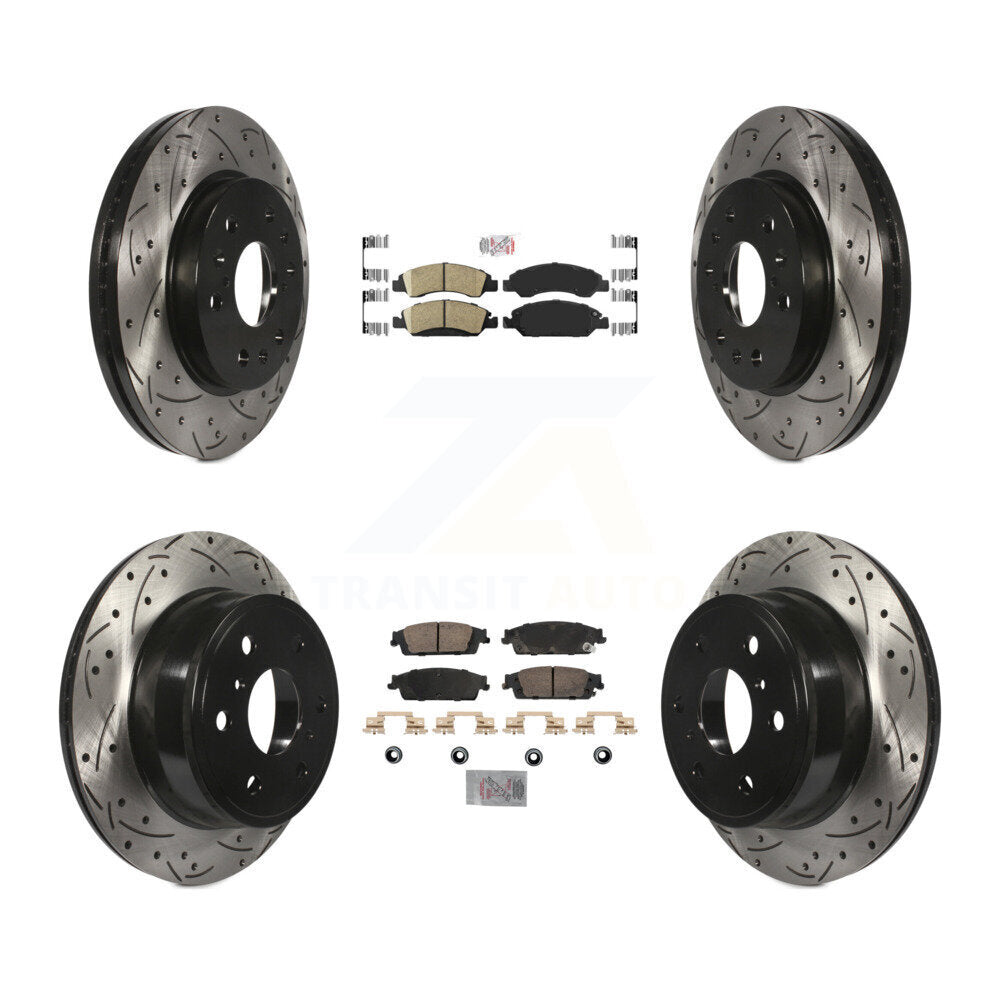 Front Rear Ceramic Pad Drill Slot Brake Rotor Kit For GMC Sierra 1500 Chevrolet Silverado KDA-102832