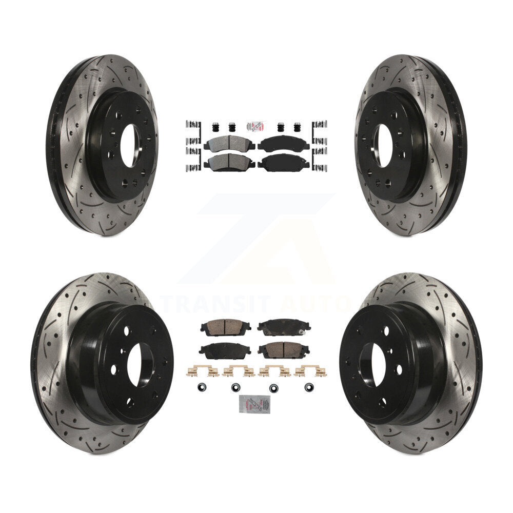Front Semi-Metallic Rear Ceramic Pad Drill Slot Brake Rotor Kit For GMC Sierra 1500 Tahoe KDA-102833