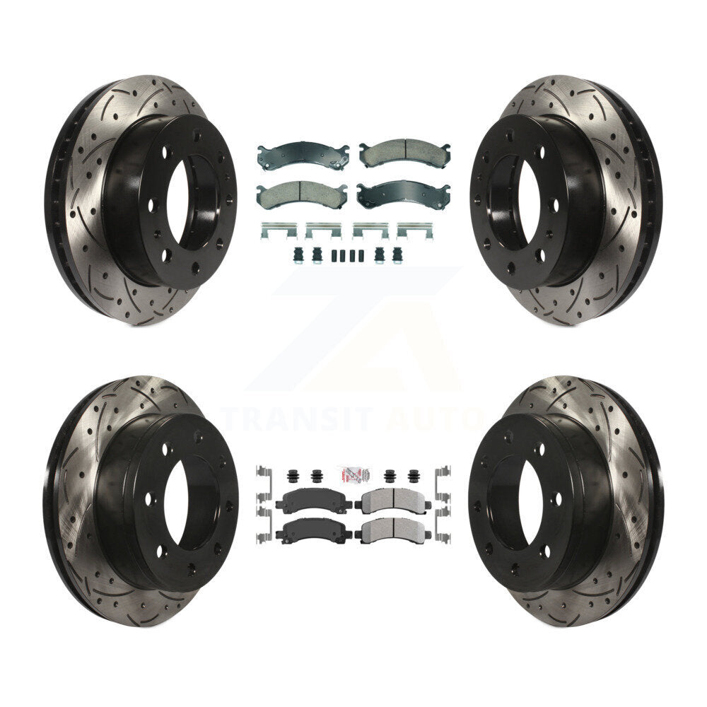 Front Ceramic Rear Semi-Metallic Pad Drill Slot Brake Rotor Kit For Chevrolet Express GMC KDA-102838