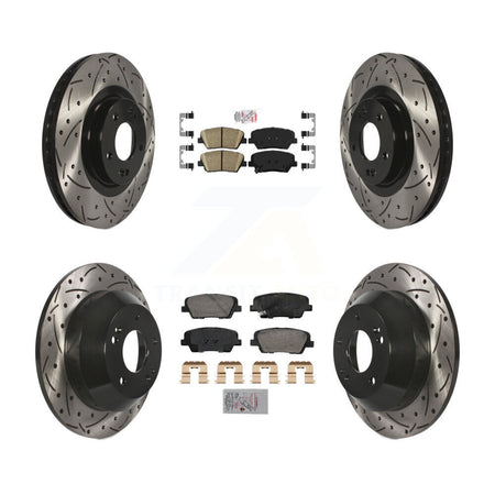 Front Rear Ceramic Pad Drill Slot Brake Rotors Kit For Hyundai Santa Fe Sport Kia Sorento KDA-102845