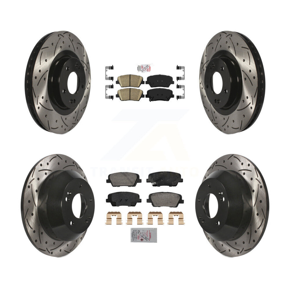 Front Rear Ceramic Pad Drill Slot Brake Rotors Kit For Hyundai Santa Fe Sport Kia Sorento KDA-102845