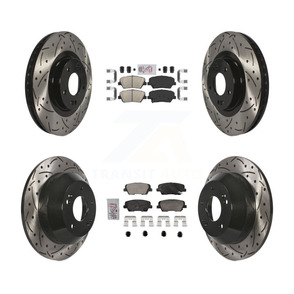 Front Rear Ceramic Pad Drill Slot Brake Rotors Kit For Hyundai Santa Fe Sport Kia Sorento KDA-102846