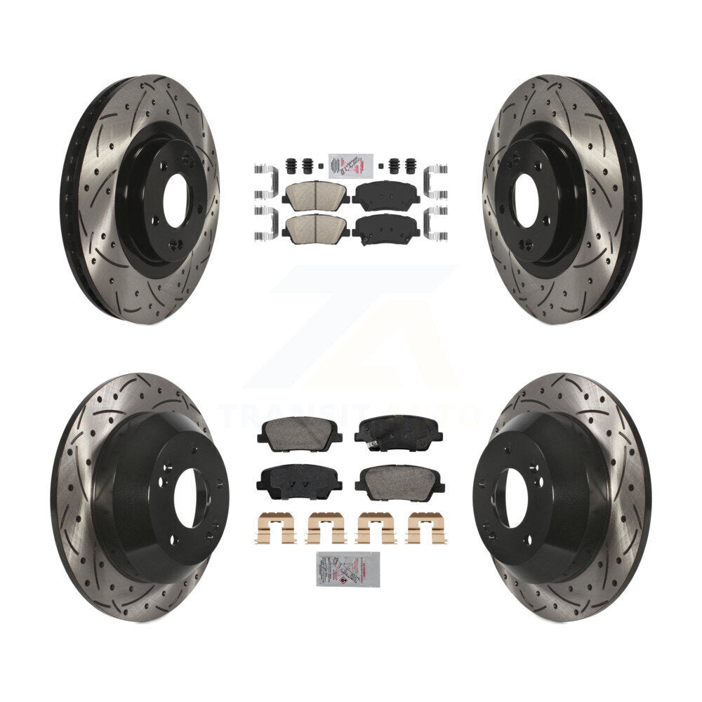 Front Rear Ceramic Pad Drill Slot Brake Rotors Kit For Hyundai Santa Fe Sport Kia Sorento KDA-102847