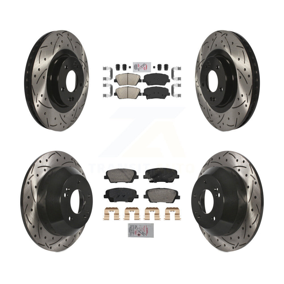 Front Rear Ceramic Pad Drill Slot Brake Rotors Kit For Hyundai Santa Fe Sport Kia Sorento KDA-102847